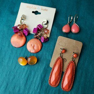 2/10$ Lot of 4 orange and fuschia earrings
